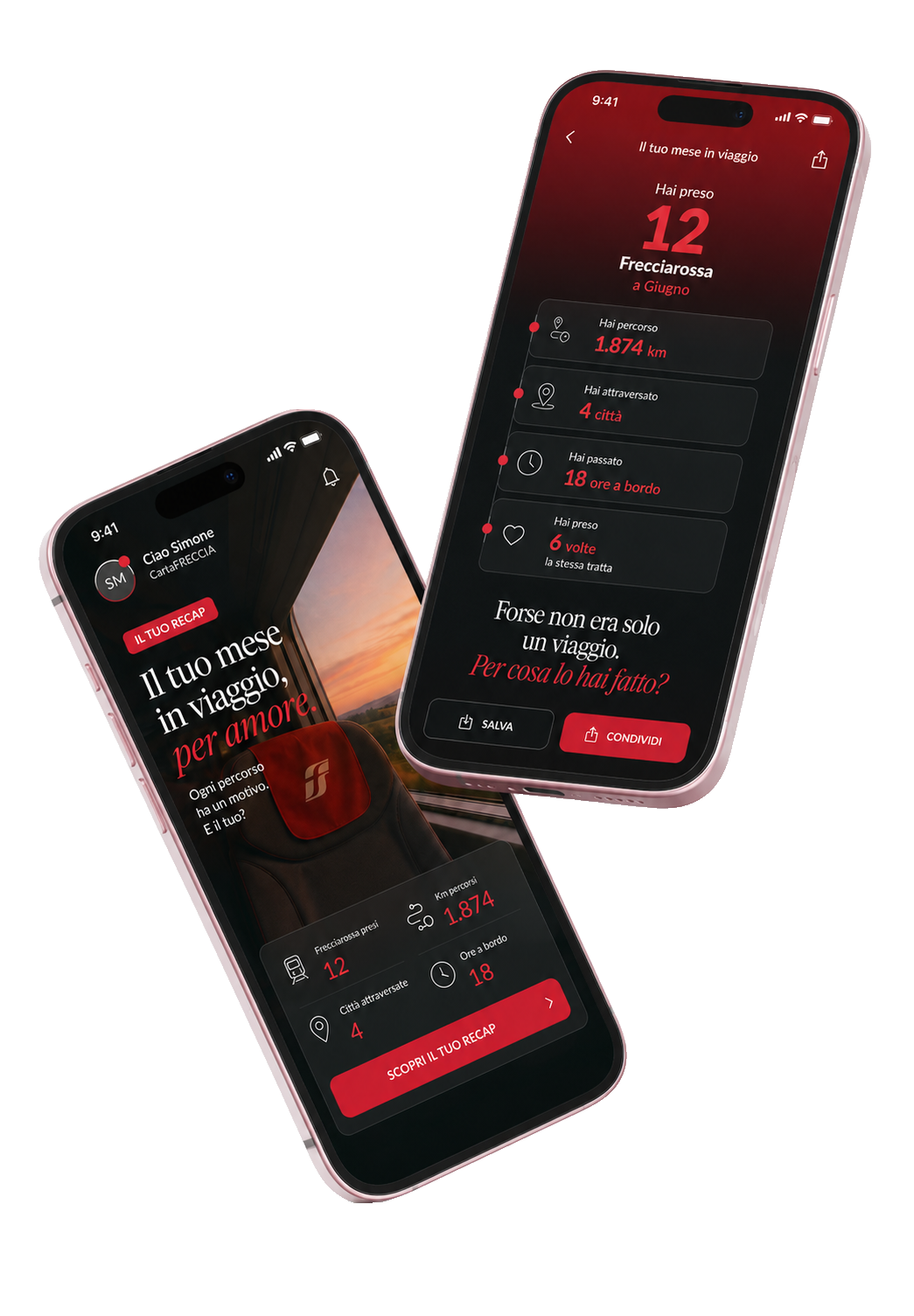 Mockup Frecciarossa Replay nell'app Trenitalia